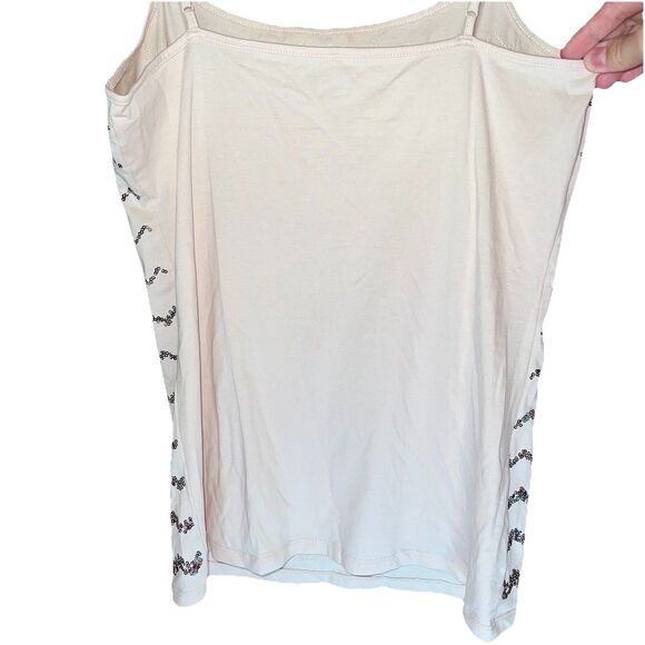 Loft Cami Tank Top Tan With Rose Gold Sequins Medium - Picture 5 of 5